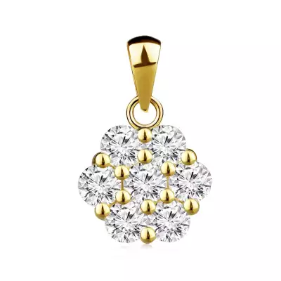 9K sárga arany medál - virág kerek cirkóniákkal