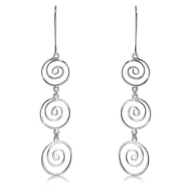 925 ezüst fülbevaló – három sima vékony spirál, afrikai akasztóval