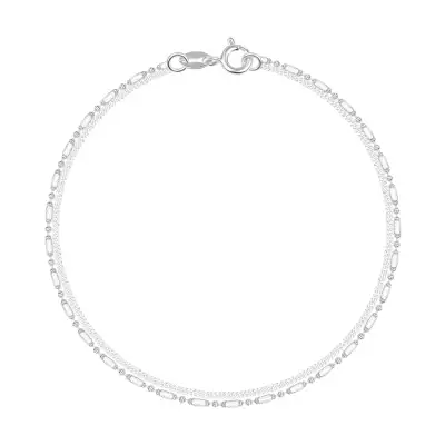 925 ezüst karkötő - két lánc, görgők és félgömbök, ferde láncszemek