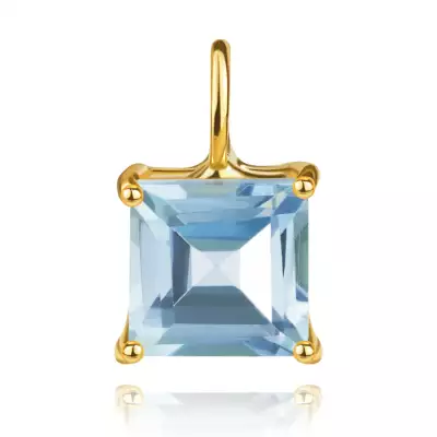 375 sárga arany medál - természetes kék topáz, négyzet