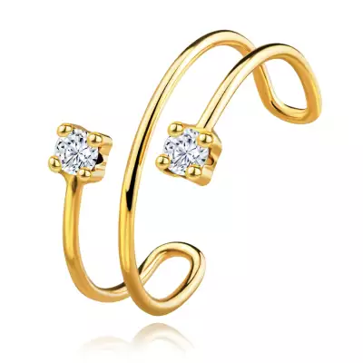 14K sárga arany piercing- nyitott kör átlátszó cirkóniákkal