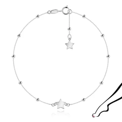 925 ezüst bokalánc - tükörfényes csillagok, kerek gyöngyök