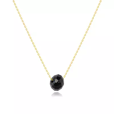 9K sárga arany nyaklánc – csiszolt Swarovski kristály fekete színben