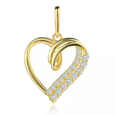 9K sárga arany medál - szív hasított vállakkal és cirkóniák