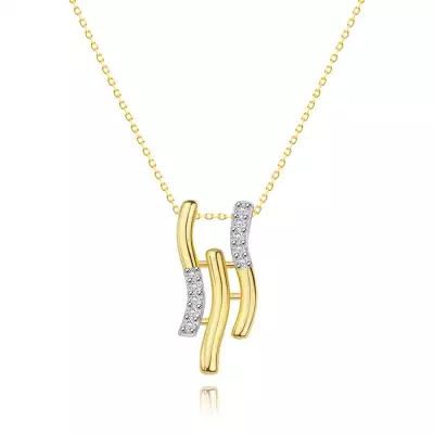 14K kombinált arany nyaklánc  - hullámok átlátszó cirkóniákkal