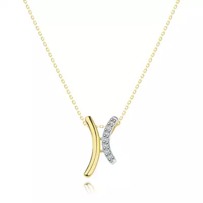 585 kombinált arany nyaklánc - egymással szemben lévő ívek átlátszó cirkóniákkal