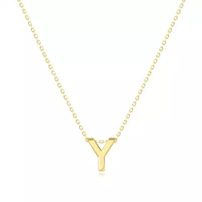9K sárga arany nyaklánc - dupla, nagy nyomtatott Y betűvel