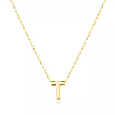 9K sárga arany nyaklánc - dupla, nagy T betűvel