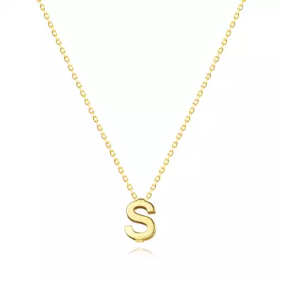 9K sárga arany nyaklánc - dupla, nagy nyomtatott S betűvel