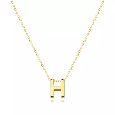 9K sárga arany nyaklánc - dupla, nagy H betűvel