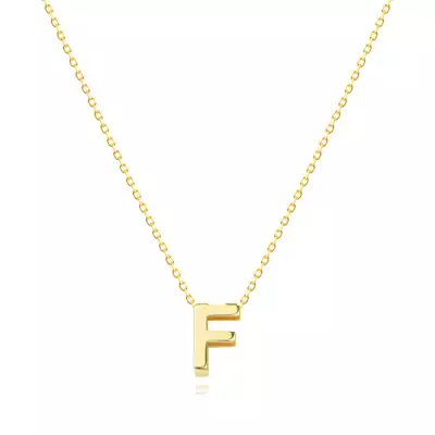 9K sárga arany nyaklánc - dupla, nagy F betűvel