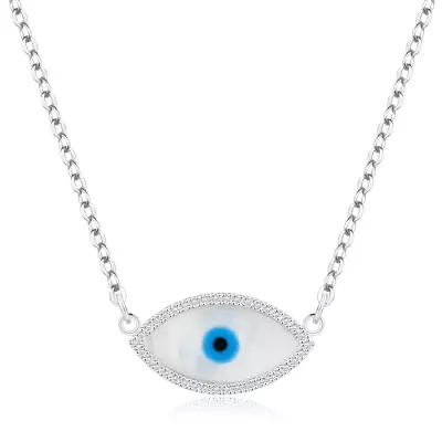 925 ezüst nyaklánc - Hórusz védő szeme, természetes gyöngyházzal