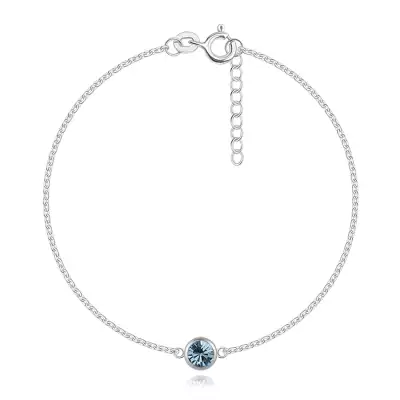 925 ezüst karkötő – világoskék Swarovski kristály, vékony lánccal