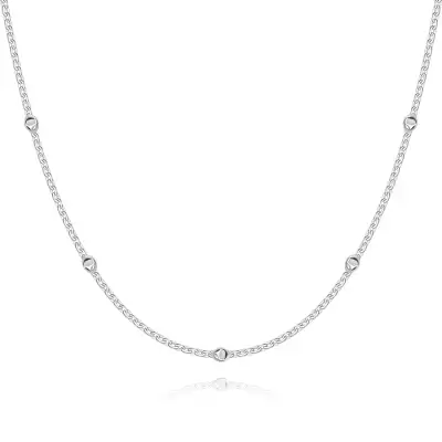 925 ezüst nyaklánc - metszett gyöngyök, vékony, hosszúkás láncszemek