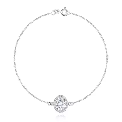 925 ezüst karkötő - átlátszó cirkónia ovális cirkóniás peremmel