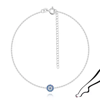 925 ezüst bokalánc - kör kék és átlátszó cirkóniákkal