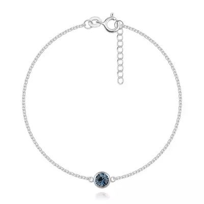 925 ezüst karkötő - kék színű Swarovski kristály, hosszúkás láncszemekkel