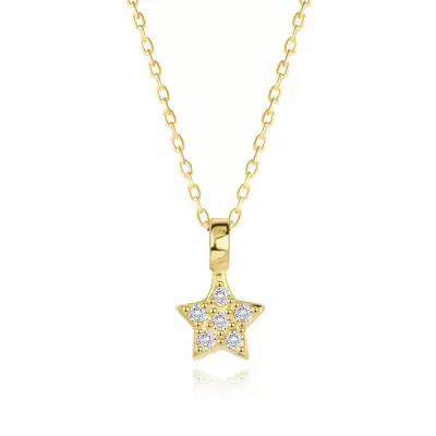 9K sárga arany briliáns nyaklánc - csillag, hat átlátszó gyémánt