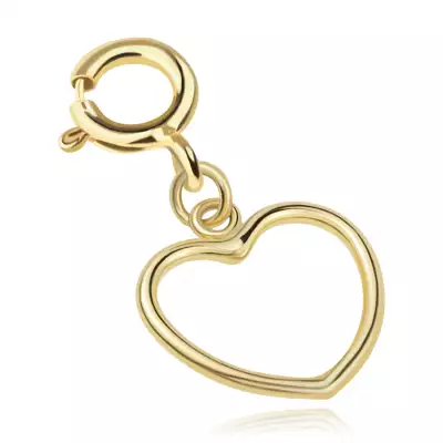 9K sárga arany levehető karkötő medál - sima szív körvonal