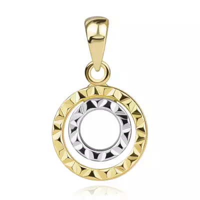 14K kombinált arany medál – dupla gyémánt vágású körök