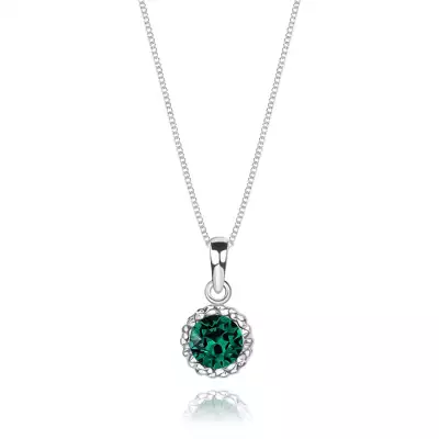 925 ezüst nyaklánc - zöld Swarovski kristály, átlátszó kristályok dupla vonala