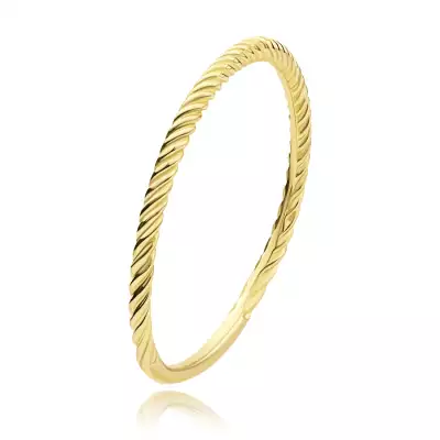 585 sárga arany gyűrű - spirálba csavart váll, barázdák - Nagyság_ 58