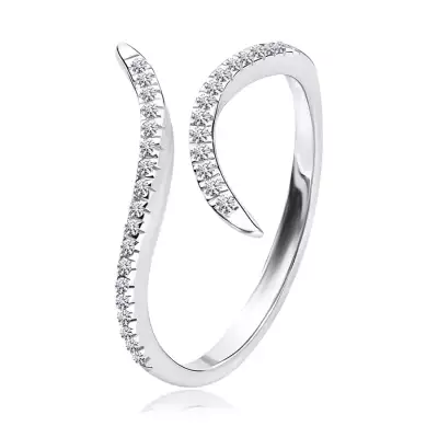 925 ezüst gyűrű - osztott és hullámos vonalak átlátszó cirkóniákkal - Nagyság_ 56