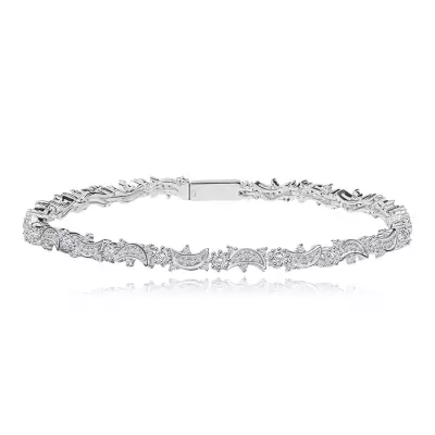 925 ezüst karkötő - hold, nap és csillag motívum, átlátszó cirkóniákkal