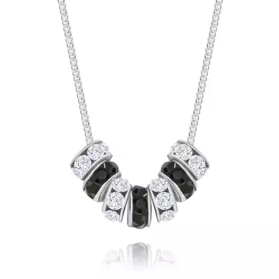 925 ezüst nyaklánc - gyűrűk átlátszó és fekete Swarovski kristályokkal