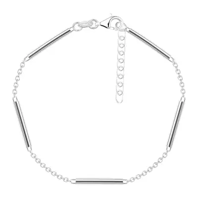 925 ezüst karkötő - ovális láncszemek, sima hengerek