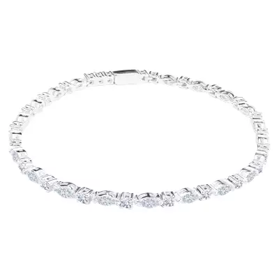 925 ezüst karkötő - váltakozó kör és szem alakú láncszemek, cirkóniák