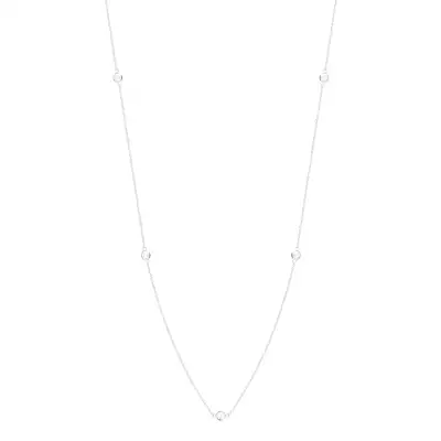 925 ezüst nyaklánc - fehér Swarovski gyöngy, félgömbökkel, 800 mm