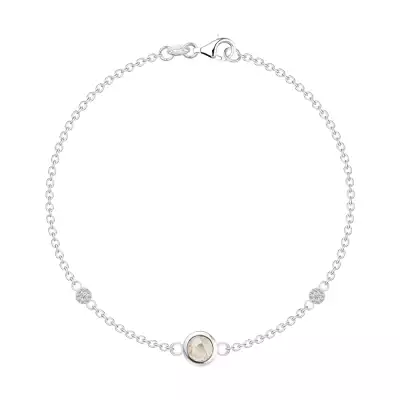 925 ezüst karkötő - pezsgő színű cirkónia, korong átlátszó cirkóniákkal