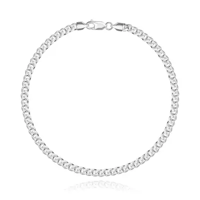 925 ezüst karkötő - sűrűn összekapcsolt, ferde láncszemek, ovális forma