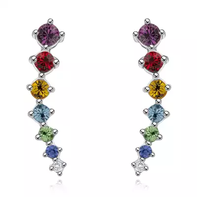 925 ezüst fülbevaló - ív színes Swarovski kristályokkal, stekkerzárral
