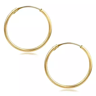 9K sárga arany fülbevaló - sima karika sima felülettel, 17 mm