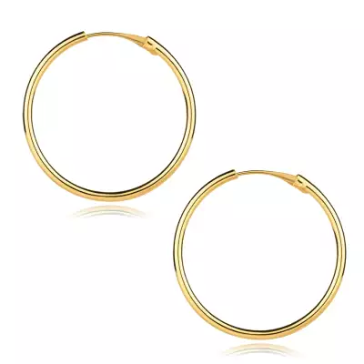 375 sárga arany karika fülbevaló - sima, lekerekített vállak, 24 mm