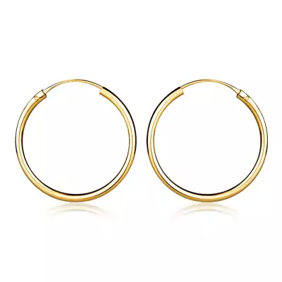 375 sárga arany fülbevaló – egyszerű sima karika, 20 mm