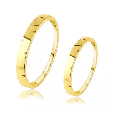 14K arany gyűrűk sárga aranyból - apró háromszög alakú bevágásokkal - Nagyság_ 64