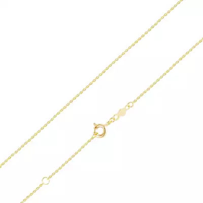 14K sárga arany lánc - függőlegesen összekapcsolt, metszett ovális láncszemek, 450 mm