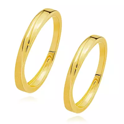 14K sárga arany gyűrűk - átlós vonal, sima és texturált felület - Nagyság_ 49