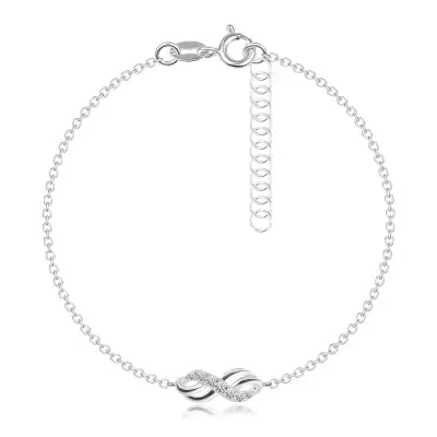 925 ezüst karkötő - dupla végtelen szimbólum cirkóniás vonallal