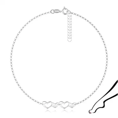 925 ezüst bokalánc - szív körvonal kisebb tömör szívvel