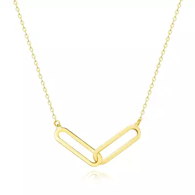 14K sárga arany nyaklánc - egymáshoz kapcsolódó lapos hosszúkás láncszemek