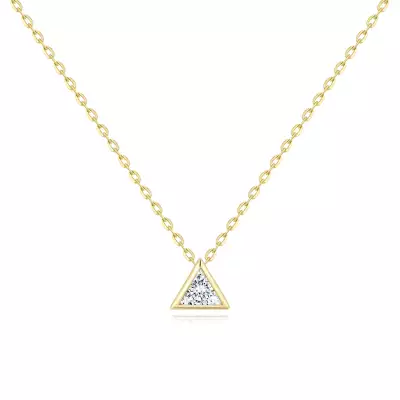 14K sárga arany nyaklánc - apró háromszög átlátszó cirkóniával