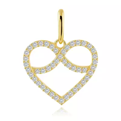 585 sárga arany medál - szív, végtelen szimbólummal, átlátszó cirkóniákkal