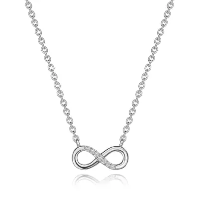 925 ezüst nyaklánc - végtelen szimbólum, átlátszó cirkóniák sora
