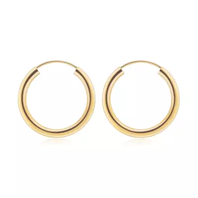 375 sárga arany fülbevaló - karikák, lekerekített vállak, sima felület, 18 mm