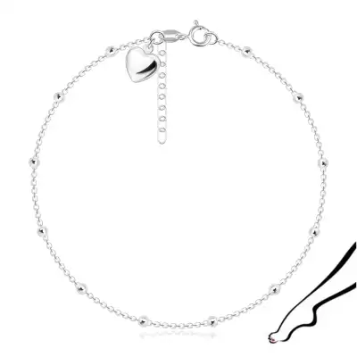 925 ezüst bokalánc - fényes szív, lánc golyókkal