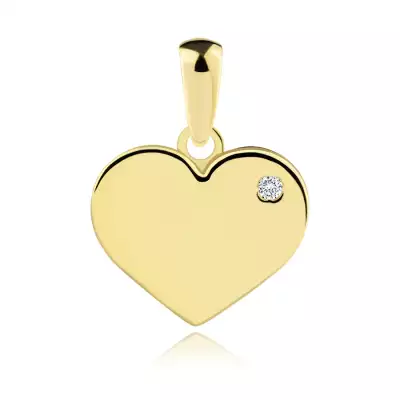 9 karátos arany lapos szív medál cirkóniával